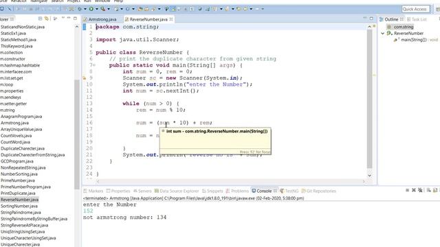 reverse number in Java смотреть онлайн