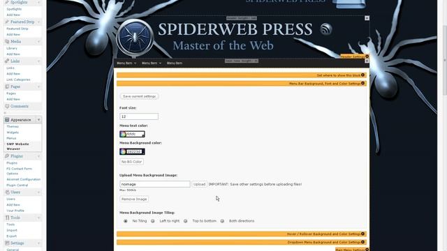 WordPress Theme Generator - menu changes - SpiderWeb Press and the Website Weaver смотреть онлайн