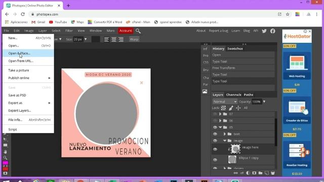 COMO EDITAR UNA PLANTILLA EN FORMATO PSD SIN DESCARGAR PHOTOSHOP смотреть онлайн
