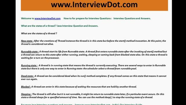 What are the states of a java thread interview question and answer смотреть онлайн