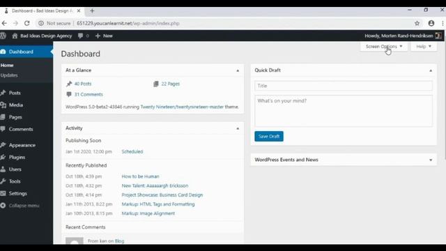 admin panel | WordPress Training | part 01 смотреть онлайн