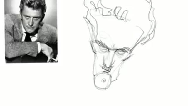 Kirk Douglas, basic sketch, Procreate смотреть онлайн