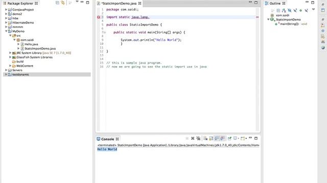 static import in java with Example смотреть онлайн