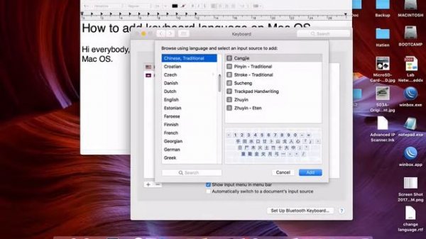 How to add keyboard language on Mac OS