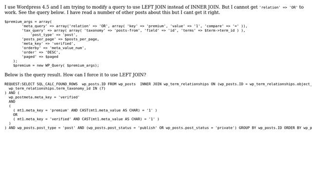 Wordpress: WP_Query: How do I sort on meta value and use LEFT JOIN? смотреть онлайн