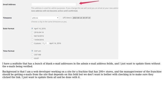 How to disable the e-mail verification on wp-admin/options-general.php multisite admin e-mail? смотреть онлайн