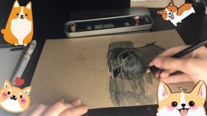 Рисуем сову на крафтовой бумаге.