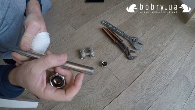 Узел нижнего подключения радиатора с г образной трубкой