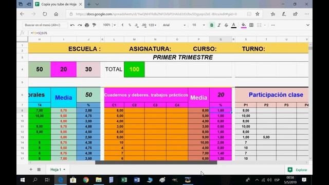 ?CALIFICACIONES POR PORCENTAJES .Descargar la Planilla EXCEL. EVALUACIÓN #excel#notas#porcentajes смотреть онлайн