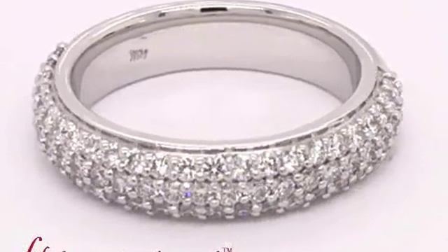 Womens Trio Diamond Wedding Band In White Gold - FD9124B смотреть онлайн