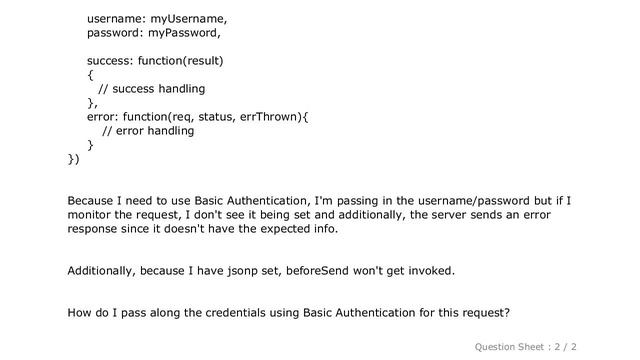 jQuery : Basic Authentication with jQuery.ajax request and jsonp смотреть онлайн