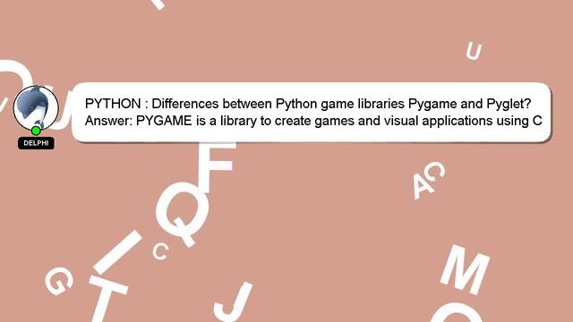 PYTHON : Differences between Python game libraries Pygame and Pyglet? смотреть онлайн