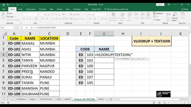 VLOOKUP With TEXTJOIN Function in Excel смотреть онлайн