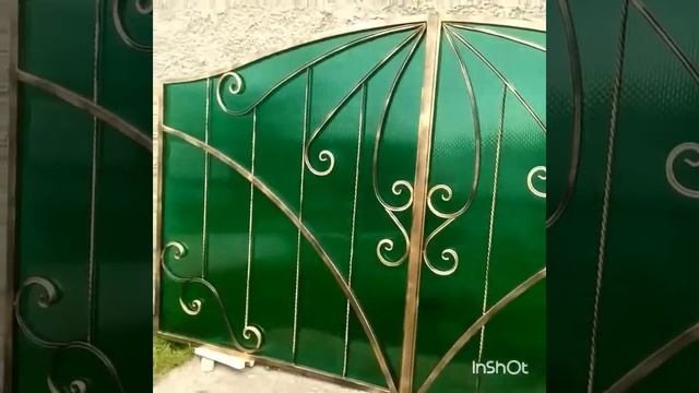 Ворота и калитка с элементами художественной ковки и поликарбонатом смотреть онлайн