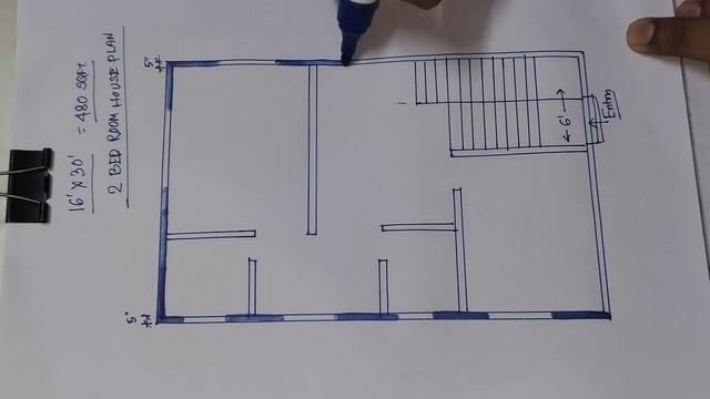 16 x 30 sqft small house plan II 480 sqft ghar ka naksha II 16 x 30 small house design смотреть онлайн