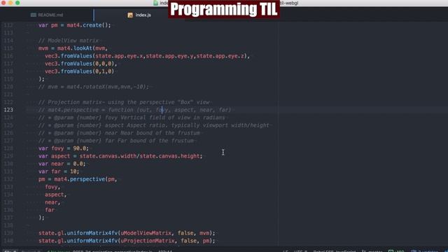 3d WebGL Perspective Projection Matrix ProgrammingTIL #115 WebGL tutorial video screencast 0058 смотреть онлайн
