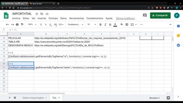 Google Sheets Tutorial En Español - IMPORTHTML - Importar Tablas de un Sitio Web смотреть онлайн