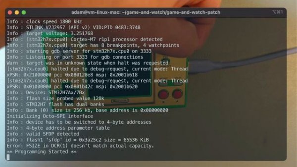 Hacking and Flashing Game&Watch (Zelda, linux VM)