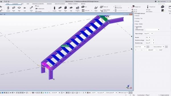 Straight Staircase in Tekla Structures