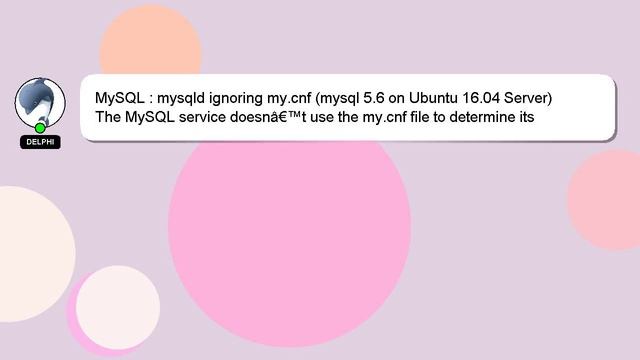 MySQL : mysqld ignoring my.cnf (mysql 5.6 on Ubuntu 16.04 Server) смотреть онлайн