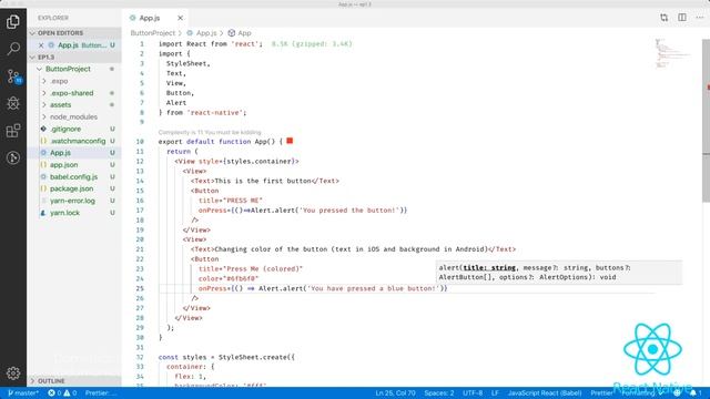 ADD BUTTONS TO YOUR REACT NATIVE APP IN ONE MINUTE смотреть онлайн