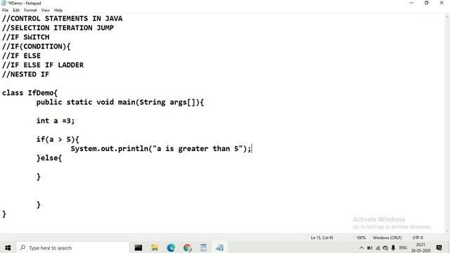JAVA TUTORIAL | CONTROL STATEMENTS | SELECTION STATEMENT | IF, IF-ELSE, IF ELSE IF LADDER, NESTED I смотреть онлайн