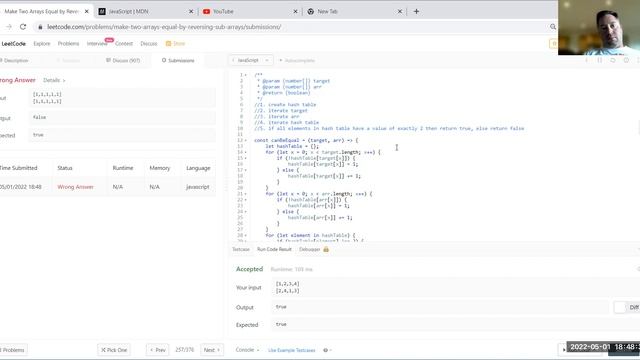 1460. Make Two Arrays Equal by Reversing Sub arrays - Time: O(?) Space: O(1) - Leetcode смотреть онлайн