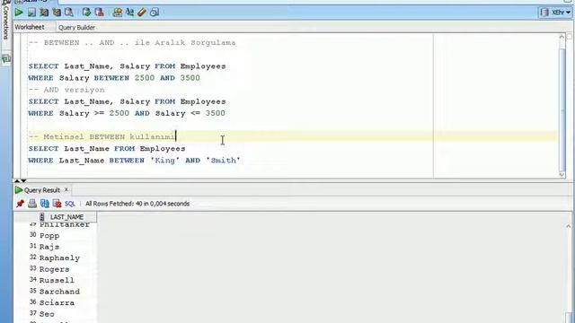 Oracle Veritabanı Programlama - 5 - Between ... And смотреть онлайн