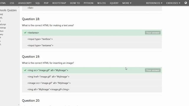 W3Schools HTML Quiz Results смотреть онлайн