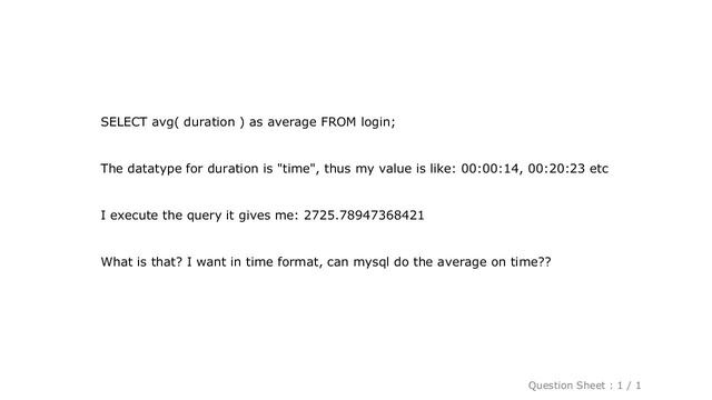 MySQL : Mysql Average on time column? смотреть онлайн