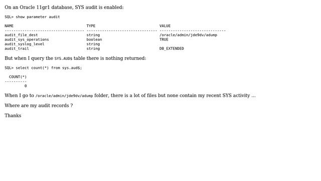 Where is my audit as Oracle sys audit is enable смотреть онлайн