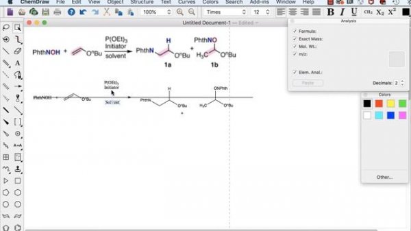 Lining up a chemical reaction using Chemdraw