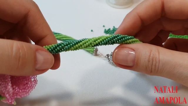 Beaded Necklace With Roses/Bead Necklace/DIY Necklace/Колье из бисера с розами/Колье/ЧАСТЬ 5