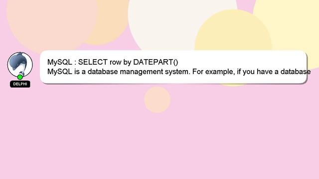 MySQL : SELECT row by DATEPART() смотреть онлайн