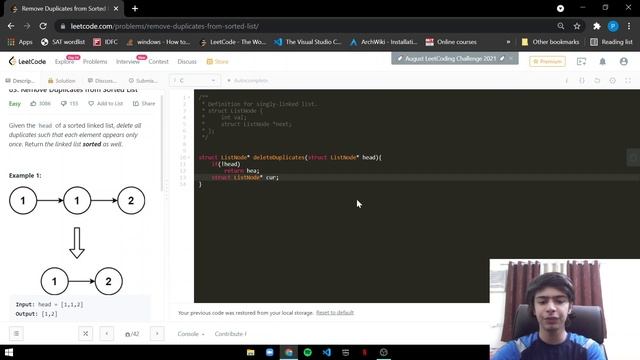 Remove duplicates from sorted list - LeetCode #83 | C solution explained смотреть онлайн