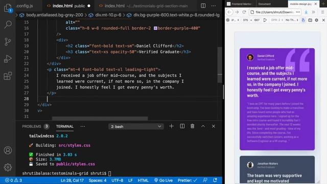 Create a Testimonials Section using Tailwind CSS | Frontend Mentor Challenge смотреть онлайн