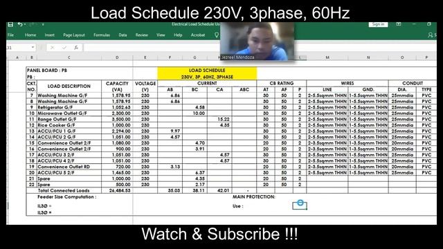 How to Create Electrical Load Schedule 230V, 3Phase in MS Excel / Schedule of Loads 3phase/ Tutoria смотреть онлайн