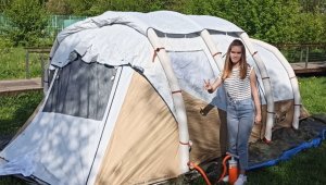 Обзор палатки AIR SECONDS 6 3 F&B QUECHUA (надувной отель)