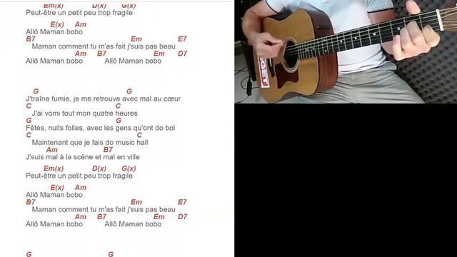 Tuto guitare Alain Souchon - Allo maman bobo (Accords et Paroles) смотреть онлайн