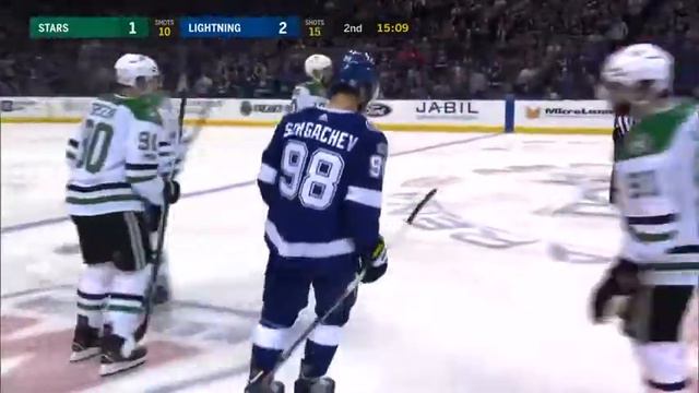 Mikhail Sergachev's slapper finds twine vs Stars (2017) смотреть онлайн