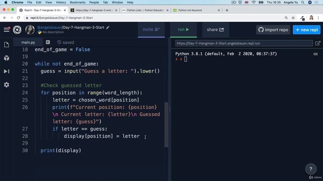 Challenge 3 Solution - How to Check if the Player Won | 100 Days of Code: Python Pro Bootcamp смотреть онлайн