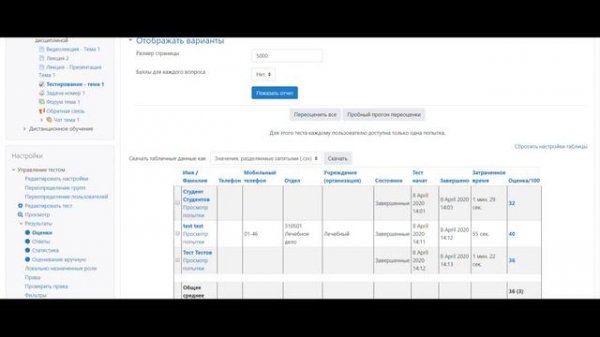 Как преподавателю посмотреть результаты тестирования в moodle