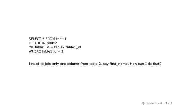 MySQL : How to join only one column? смотреть онлайн