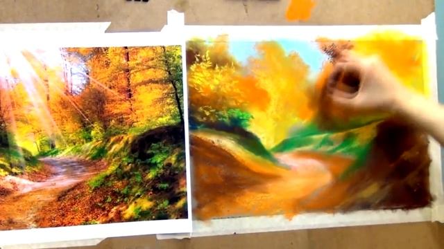 Учимся рисовать пейзаж пастелью в любом возрасте. Урок рисования пастелью. Осенний пейзаж пастель смотреть онлайн