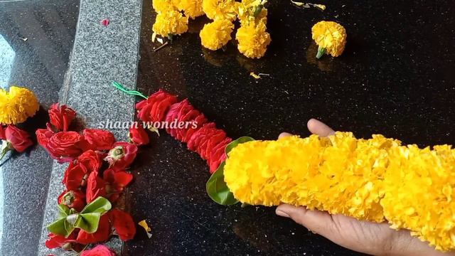 Amazing small red rose flower and betel leaves garland making at home for god/rose flower garland смотреть онлайн