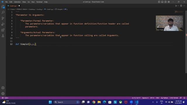 Parameters Vs Arguments In Function In Python | Python Tutorials For Beginners смотреть онлайн