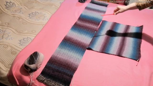 Татьяна. Вяжем жилет — кардиган на весну всего из 2-х прямоугольников. Понятный пошаговый МК. смотреть онлайн