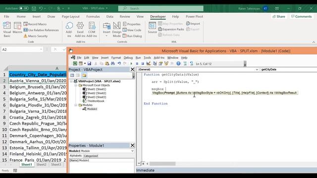 17 - Split text using delimiter (very easy with Excel VBA) смотреть онлайн