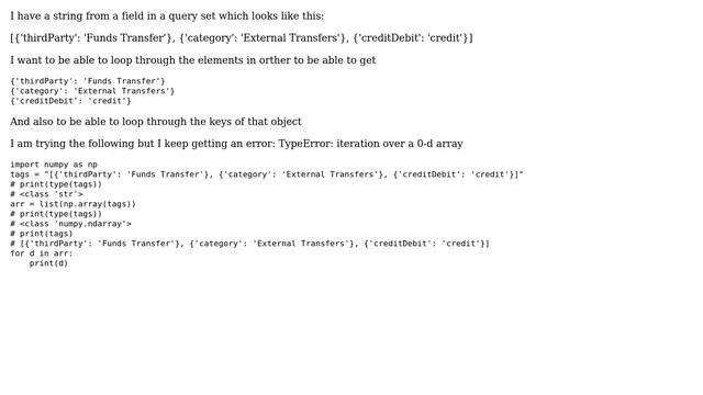 Python string to array : TypeError: iteration over a 0-d array (2 Solutions!!) смотреть онлайн