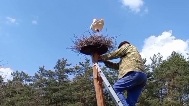 ГНЕЗДО С АИСТАМИ. Декор для сада.#декордлясада